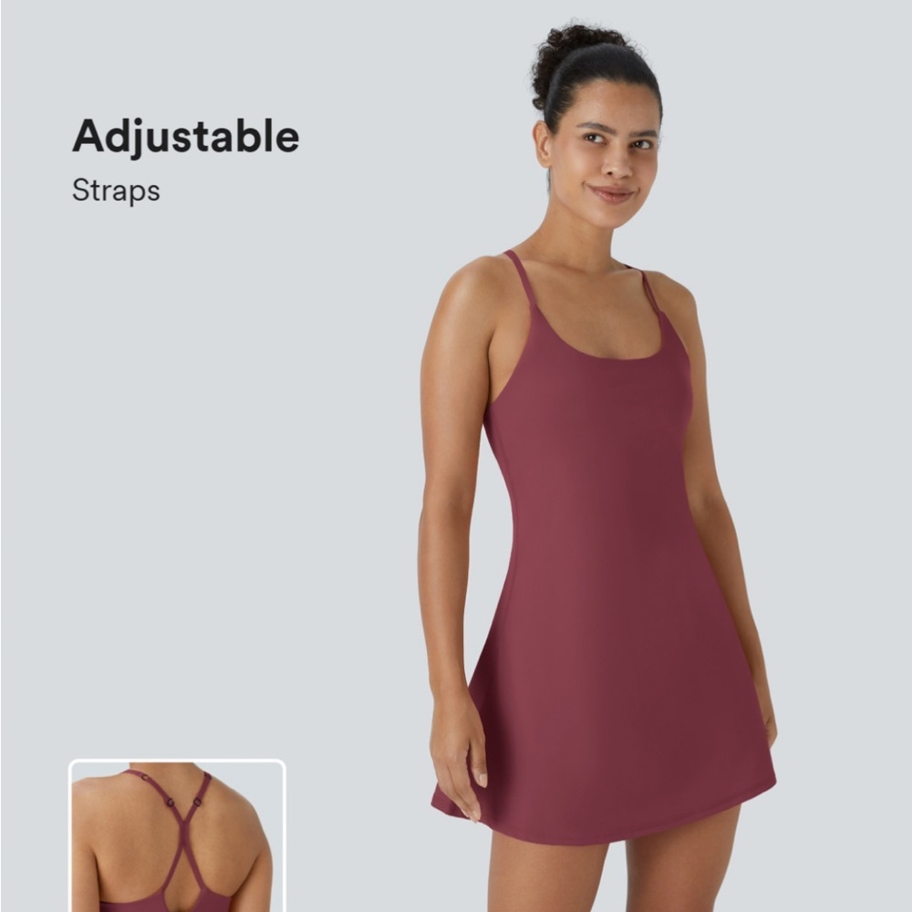 HALARA Red Athletic Sundress Sleeveless Spaghetti Strap Mini